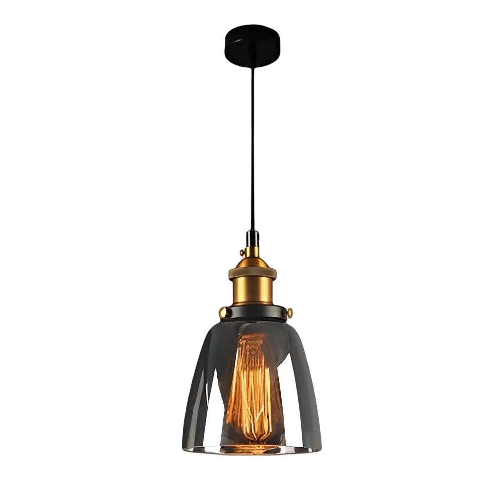 Industrial Retro Mini Pendant — Electroplated Smoke Gray Glass, Adjustable 59" Cord
