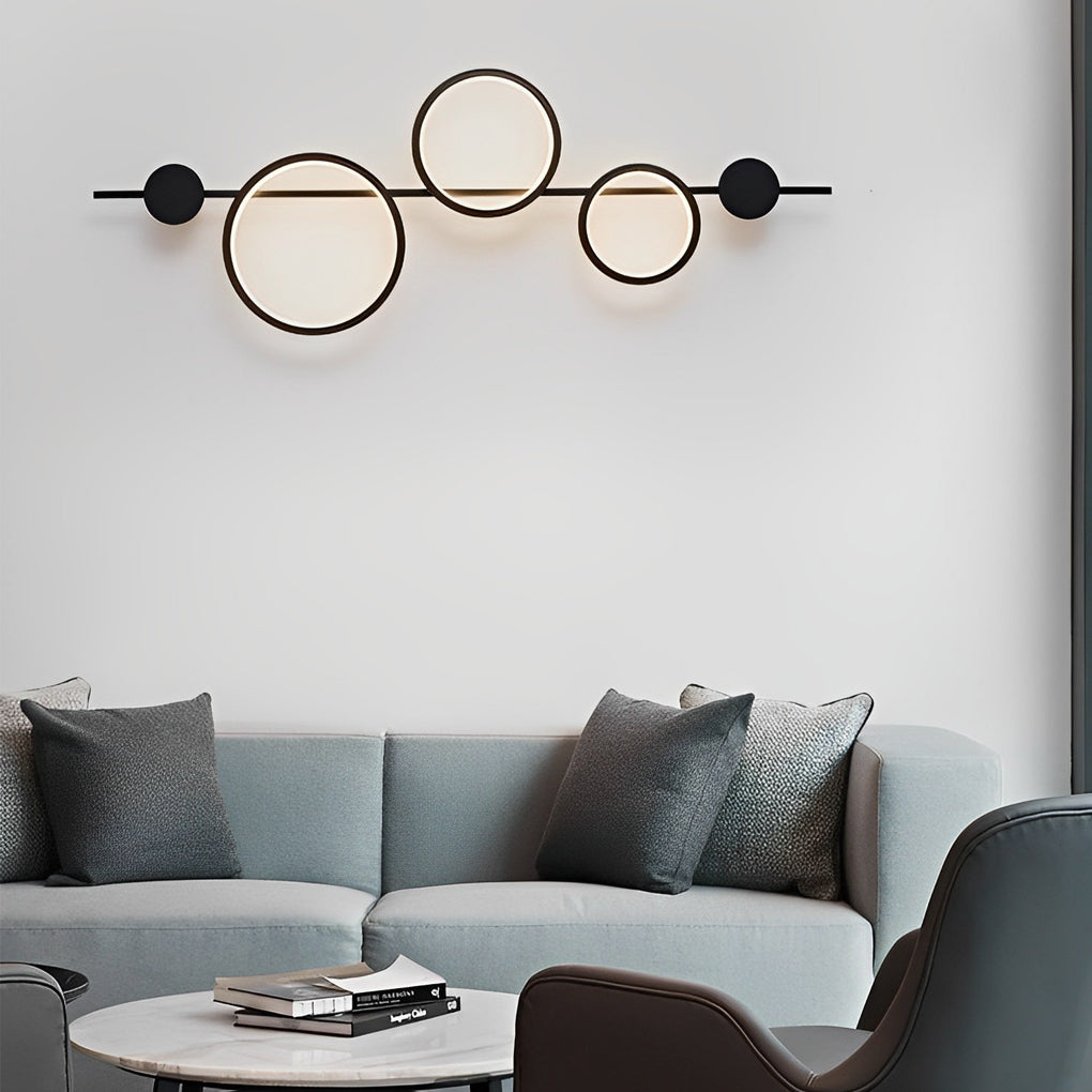 Circular LED Strip Wall Sconce — Black Iron, 37W, 3000K Warm White, 41.7" Wide