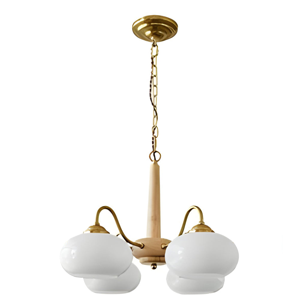 Modern Farmhouse Chandelier — Glass, Wood and Metal, E27, 4-Light or 6-Light