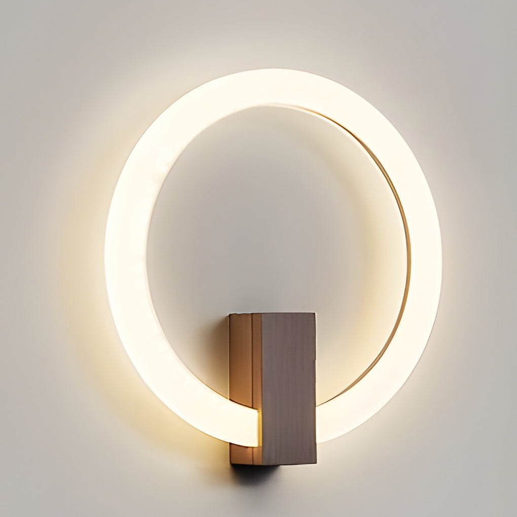 Modern Circle LED Wall Sconce — Iron and Acrylic, 3-Step Dimming, Remote, 4500K, Coffee or Gold, 8"–16"