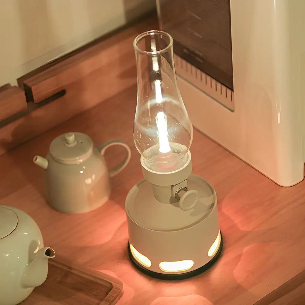 Contemporary LED Table Lamp with Battery Operation in Kerosene Style Luxe