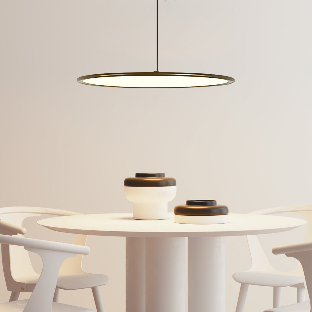 Minimalist Industrial Circular Linear Pendant Light — Metal, Stepless Dimming, 16", 20", or 24", Black or White