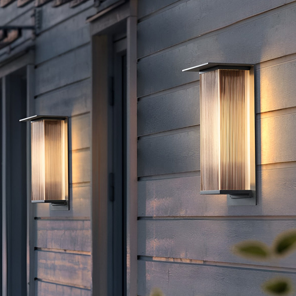 Modern Rectangular Outdoor Wall Sconce — Metal & Acrylic, 3W LED, IP65 Weatherproof, Solar