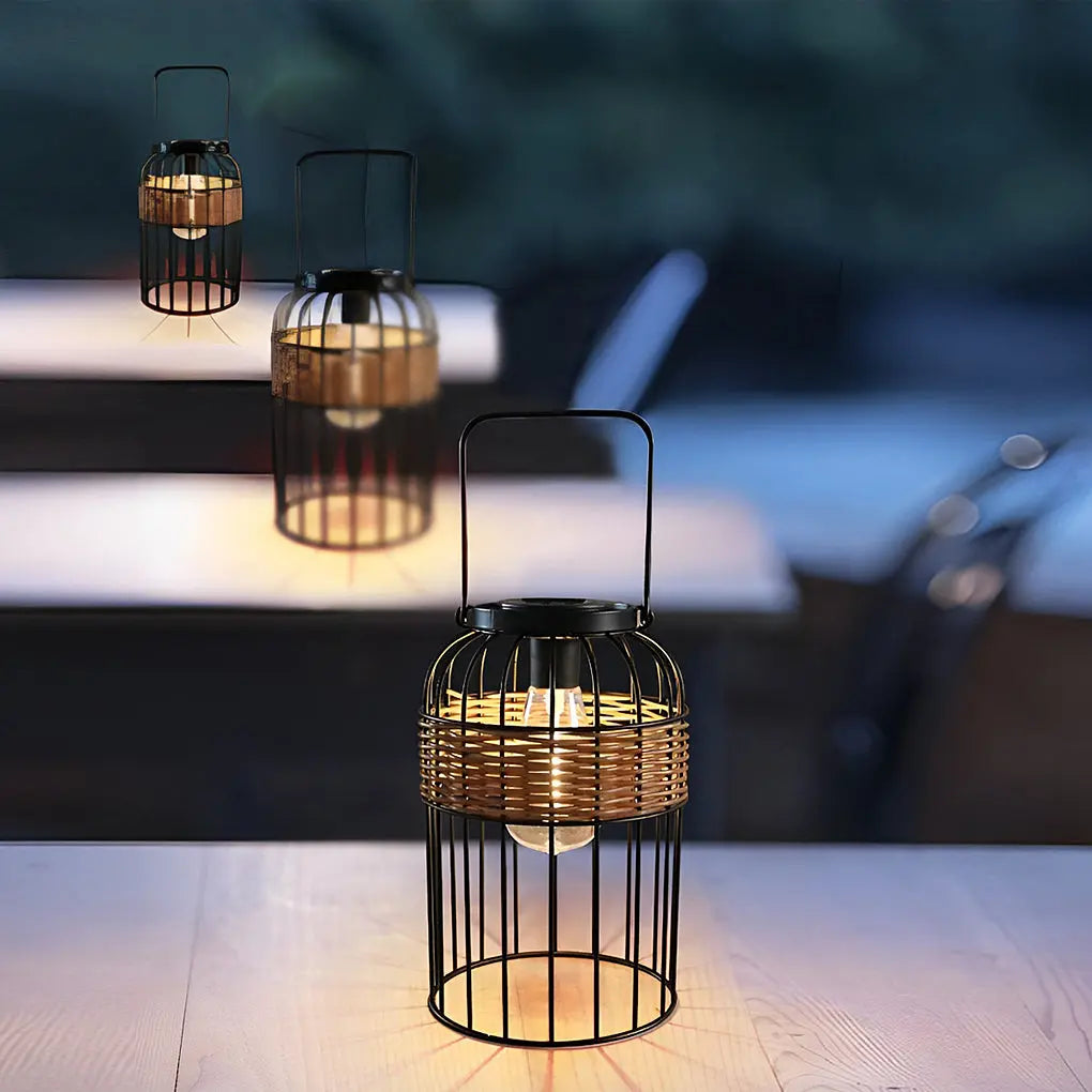 Intelligent Solar Night Light: Portable Waterproof Lantern-Shaped Rattan Design Luxe