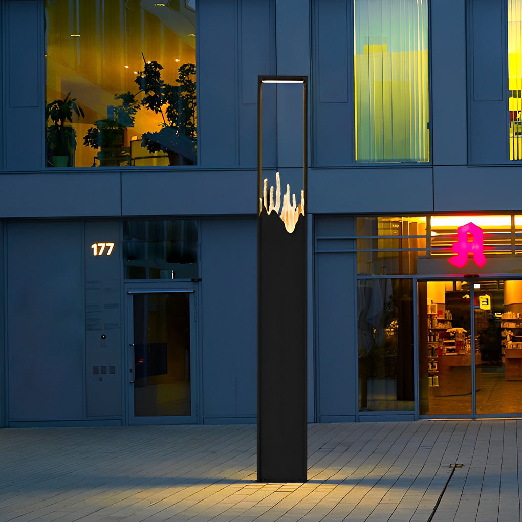Rectangular Outdoor Pathway Light — Steel and Glass, LED, 3000K Warm White, IP65 Weatherproof, Black