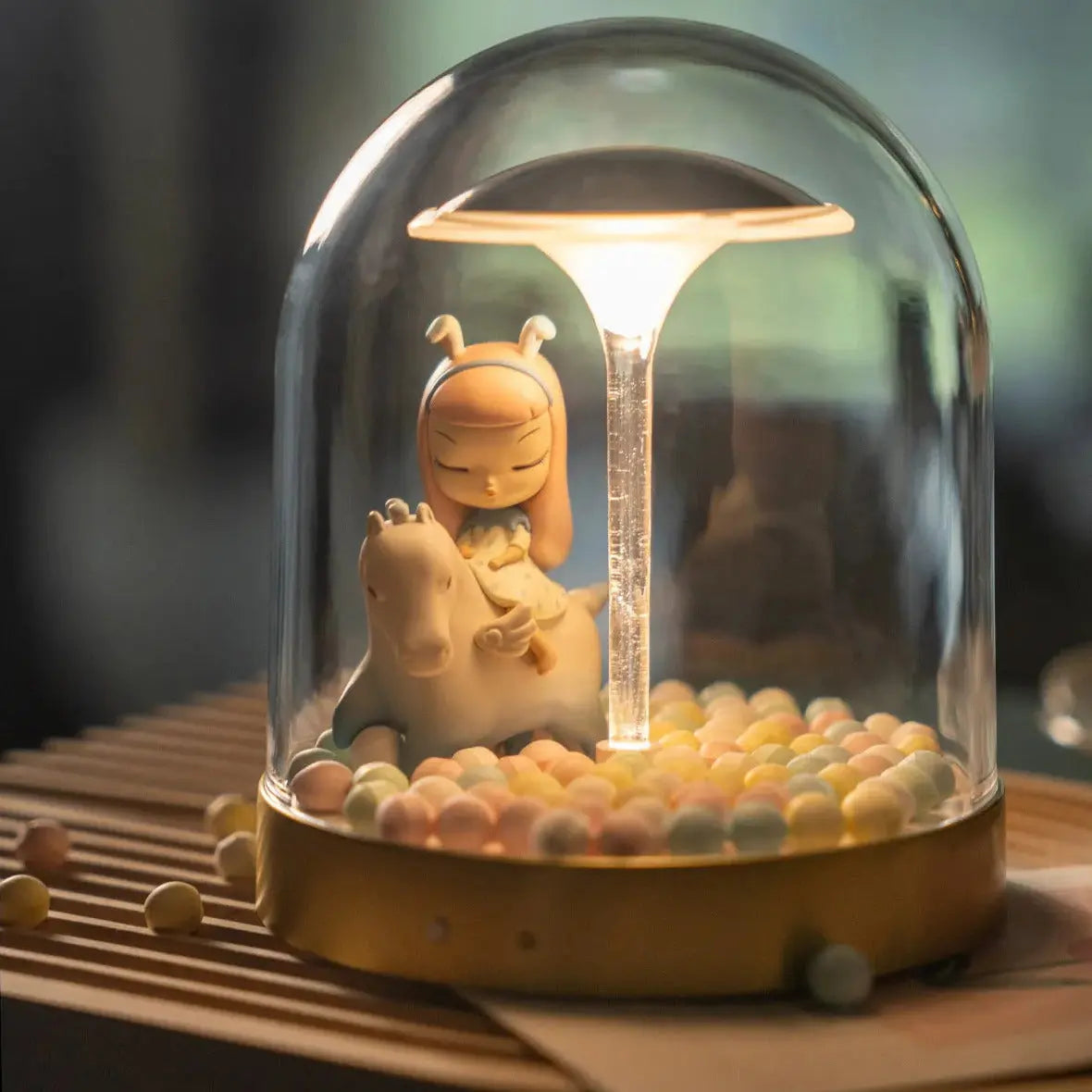 LED Decorative Table Lamp with Fairy Tale Glass Dome for Ambient Lighting Luxe