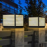 Modern Square Outdoor Pillar Post Light — Stainless Steel, Faux Marble, Solar / Hardwired, IP65
