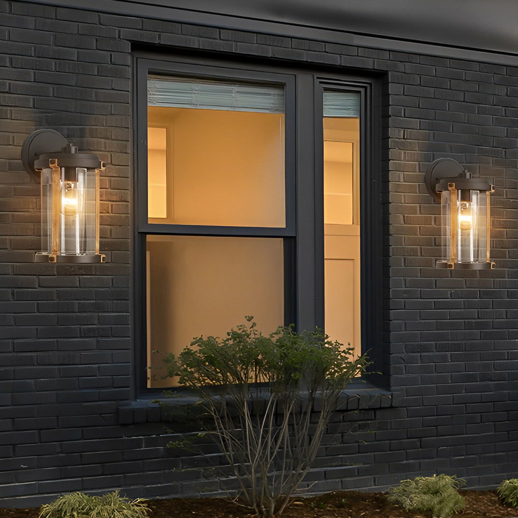 Vintage Industrial Outdoor Wall Sconce — Black Aluminum and Glass, E27, IP33 Waterproof, 6" × 12"