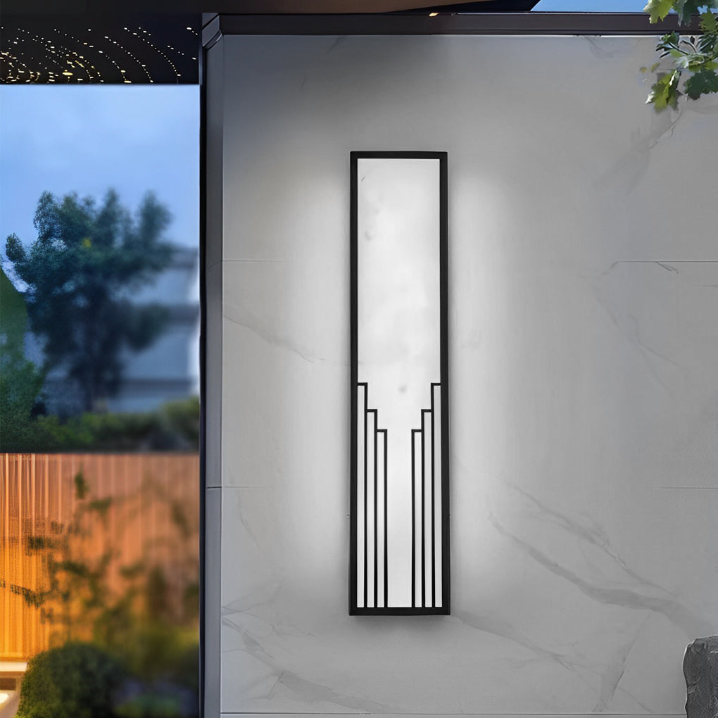 Modern Rectangular Outdoor Wall Sconce — Black Stainless Steel & Resin, LED, IP65, 12W–28W