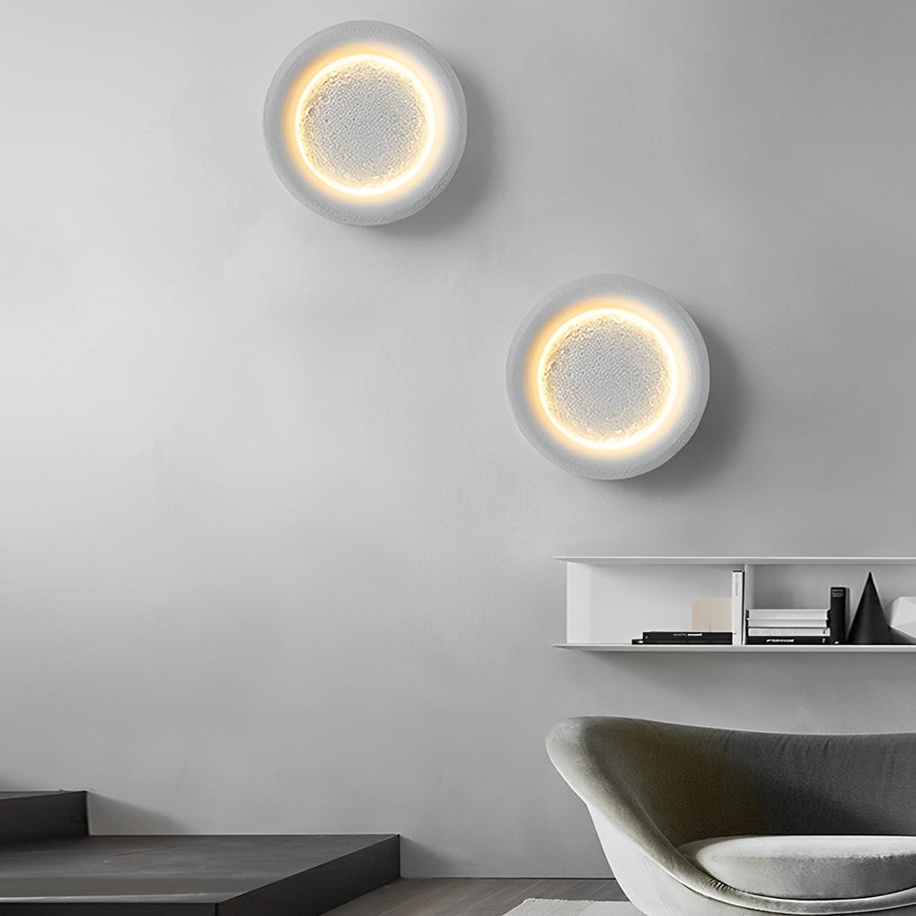 Nordic Wall Sconce Lighting: Creative Round Moon LED Resin Wall Lamp