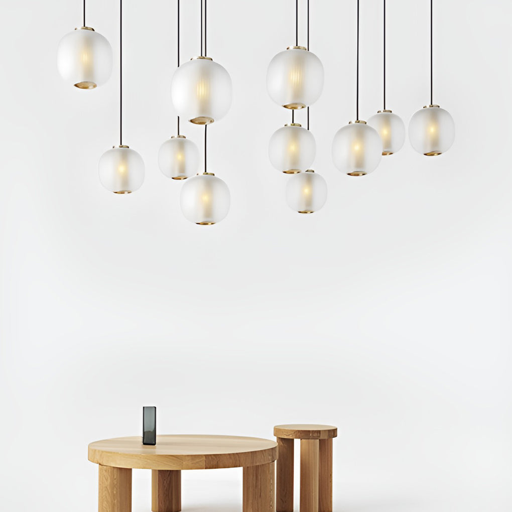 Round Lantern Pendant Light — Glass, LED, 9" Diameter, Black or White