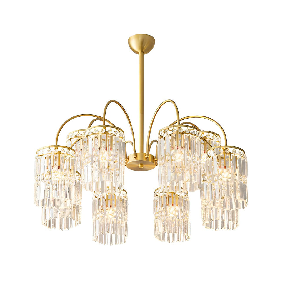 Postmodern Crystal Chandelier — Copper Arms, K9 Crystal Shade, 4 to 10-Light, E27