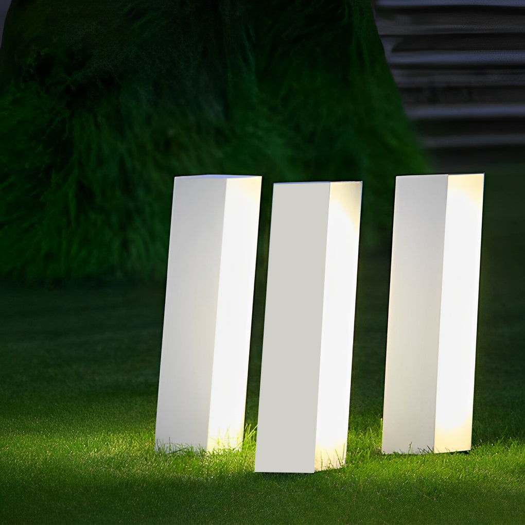 Inclined Cuboid Outdoor Bollard Light — Stainless Steel & Acrylic, LED, IP54, 3000K Warm White