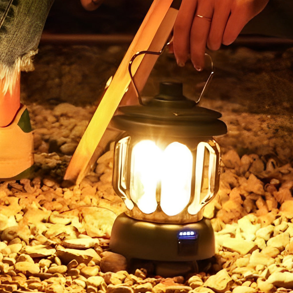 Retro Portable Outdoor Camping Lantern — ABS and Iron, Rechargeable LED, Type-C, 4W 150lm, 6"