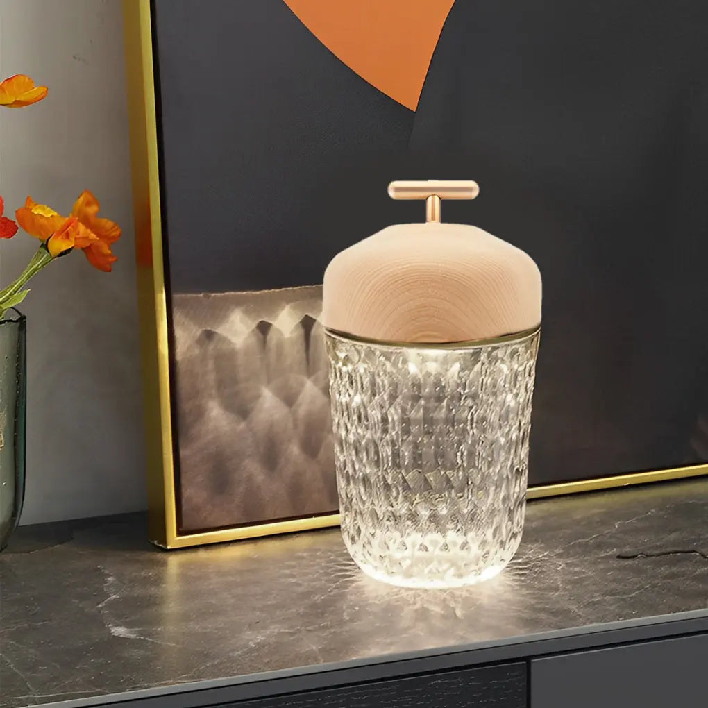 Elegant Cup-Shape Crystal Table Lamp for Ambient Glass Lighting Luxe
