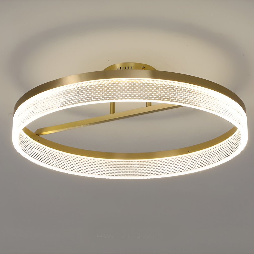 Minimalist Round LED Semi-Flush Mount — Copper, Gold Finish, 60W, 3000K/4500K/6000K, 20" Diameter