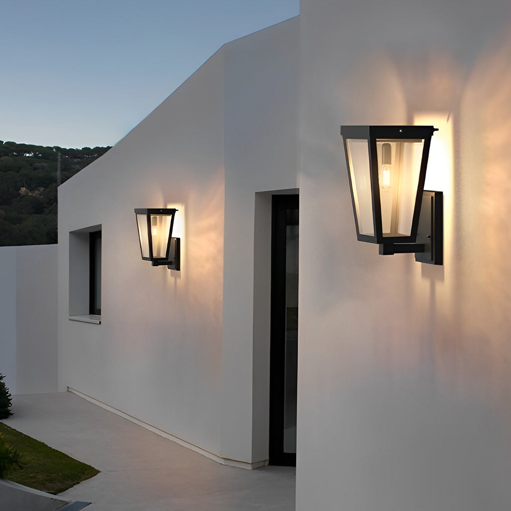 Rectangular Solar / Plug-in Outdoor Wall Sconce — Black Die-Cast Aluminum, LED 3000K, IP43