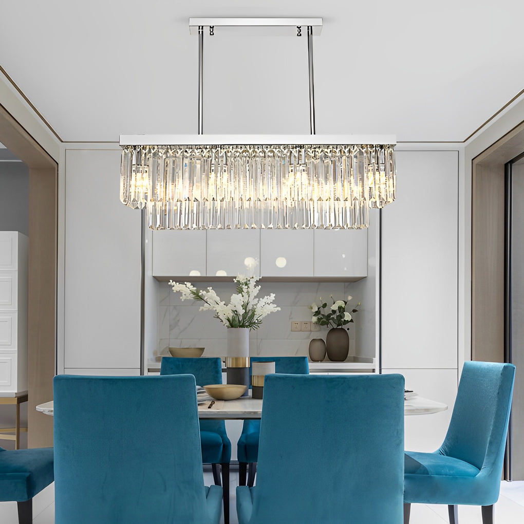 Rectangular Crystal Chandelier — Stainless Steel, 3-Step Dimming (3000K/4500K/6000K), LED E14, 31.5"–47.2"