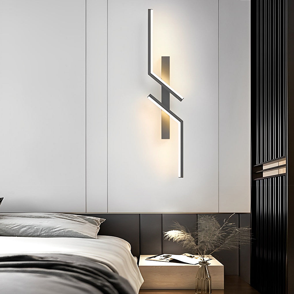 Irregular Symmetrical L-Shape Linear Wall Sconce — Aluminum, LED, 7W–20W, 3000K Warm White, Black or Gold