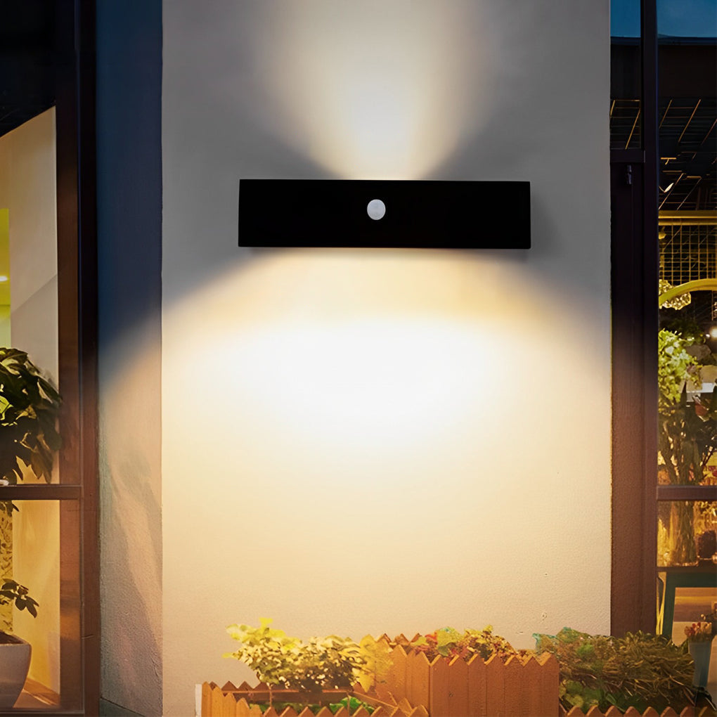 Modern Solar Wall Lamp with Waterproof LED Up and Down Lights and Motion Sensor