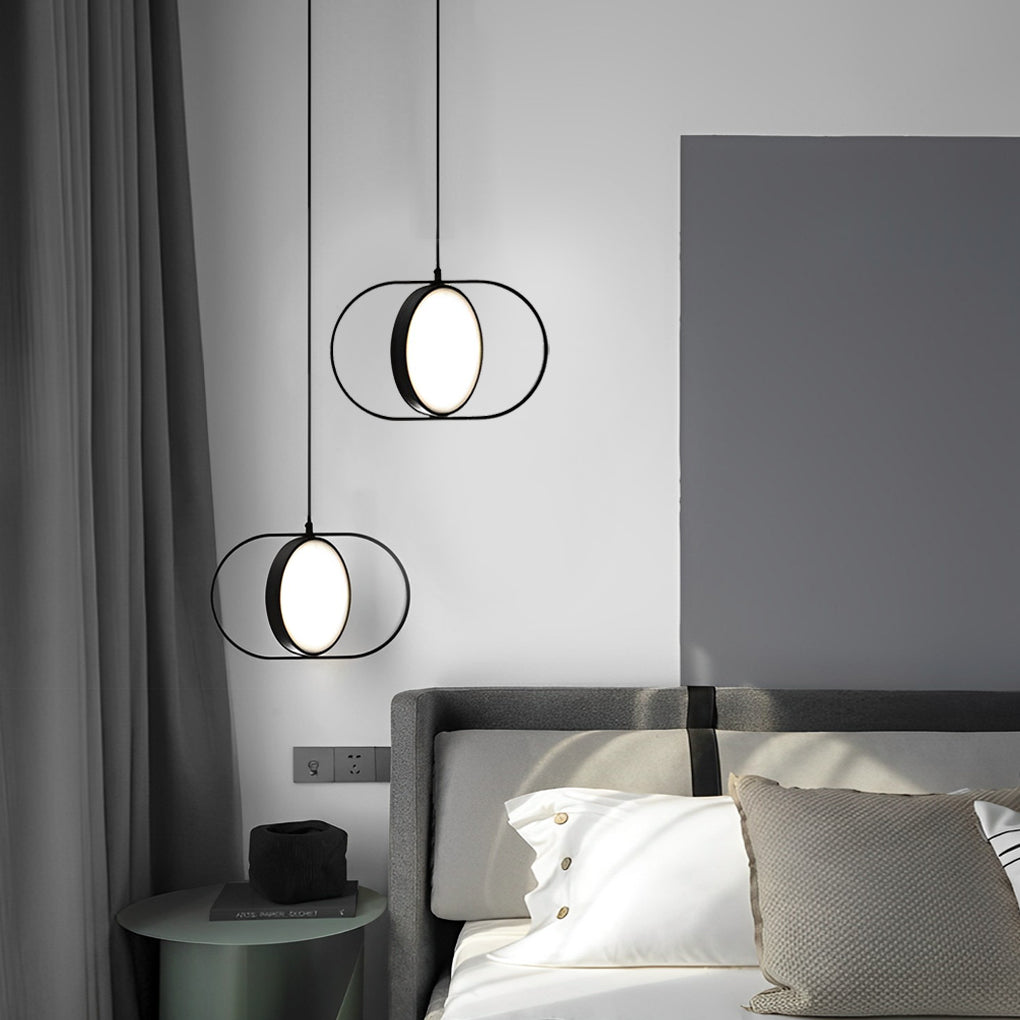 Modern Black Ring Pendant Light — Iron and Acrylic, LED, Three-Step Dimming (3000K/4500K/6000K), 9W–24W