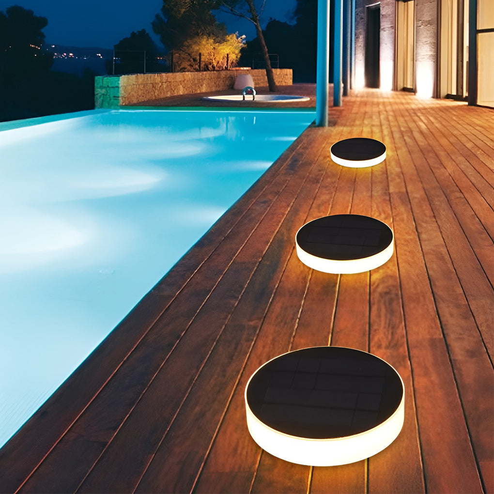 Seamless Solar Disk Ground Light — PC, LED, Warm White / Daylight, 8–11 Hr Runtime, Round or Square