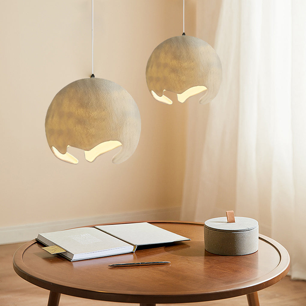 Irregular Ball Pendant Chandelier — Resin and Iron, Creamy White, E27, 3000K Warm White, Adjustable 59" Cord