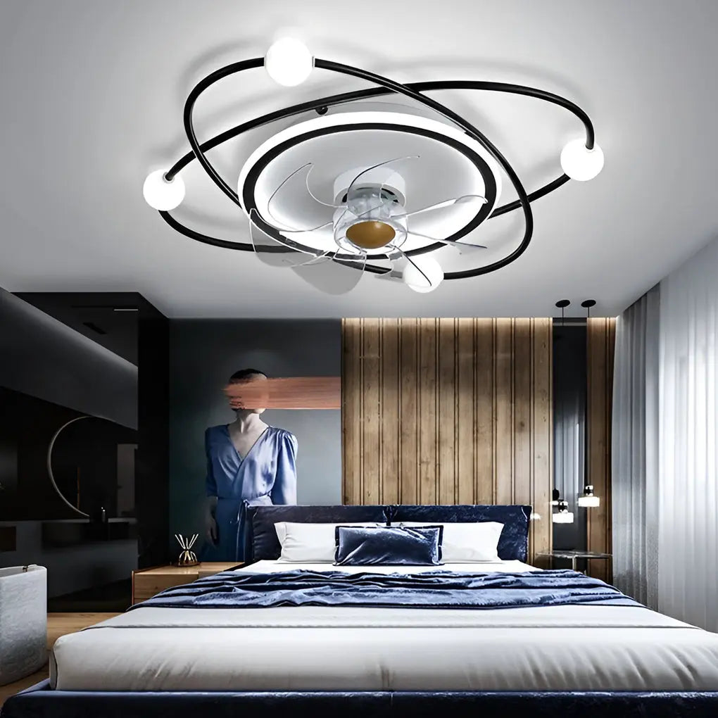 Nordic Ceiling Fan Light with Creative Intelligent Mute and Stepless Dimming LED Luxe