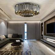 Multilayer Smoky Gray Crystal Flush Mount — Stainless Steel, Three-Step Dimming, 3000K/4500K/6000K, 19.7"/23.6"/31.5"