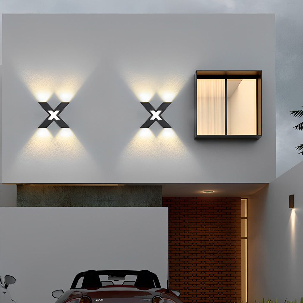 Modern Black X-Shaped Waterproof LED Outdoor Wall Lamp - Creative Exterior Lighting