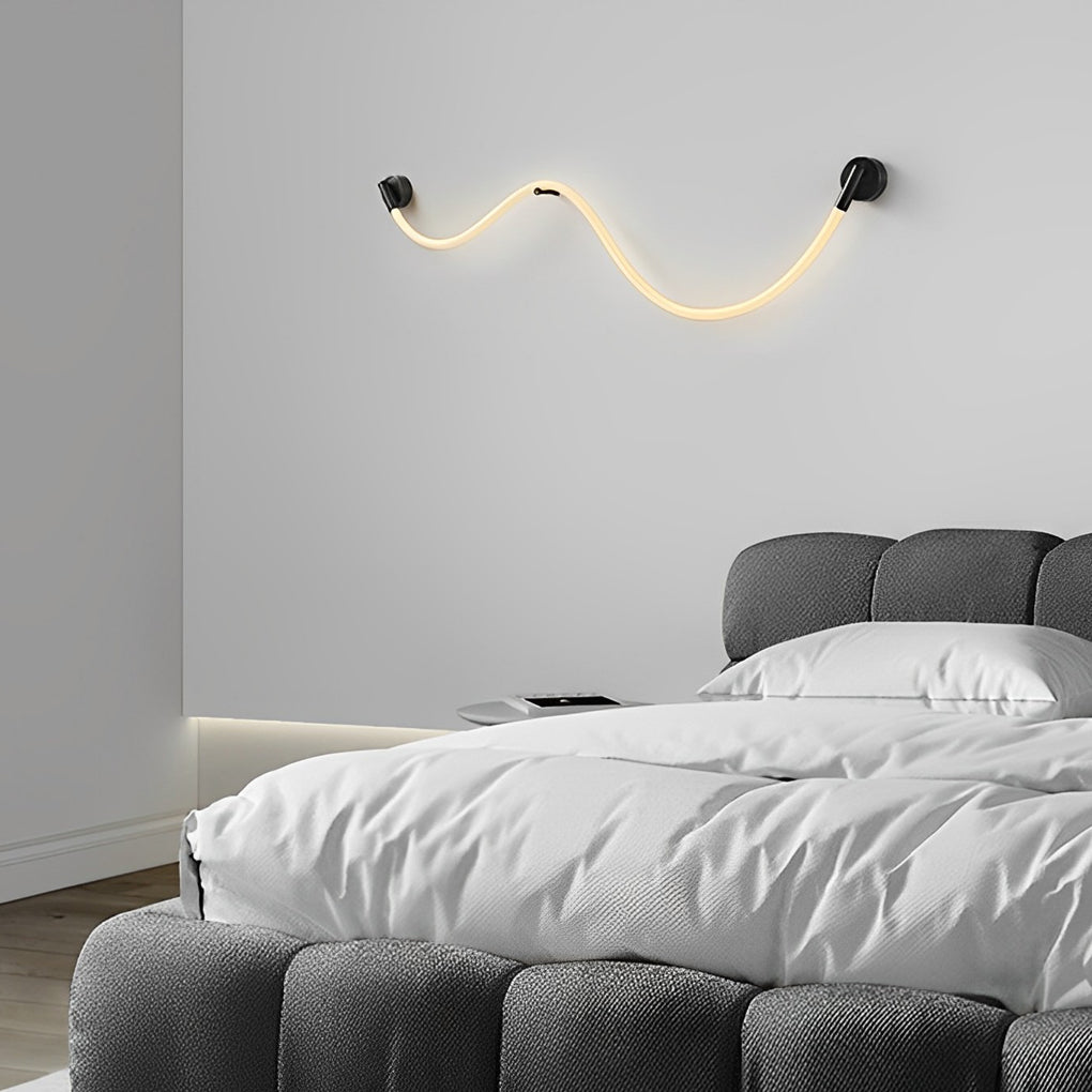 Flexible Rope Linear Wall Sconce — Stainless Steel with Silicone & Nylon, LED 6.5W / 12.5W, 3000K Warm White, Hardwired
