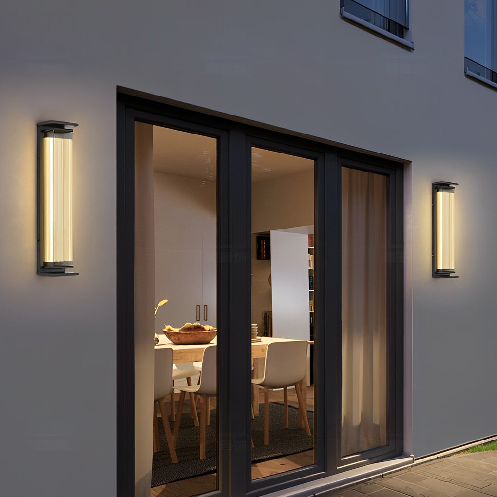 Industrial Strip Outdoor Wall Sconce — Black Stainless Steel, LED, Acrylic, 3-Color Temperature