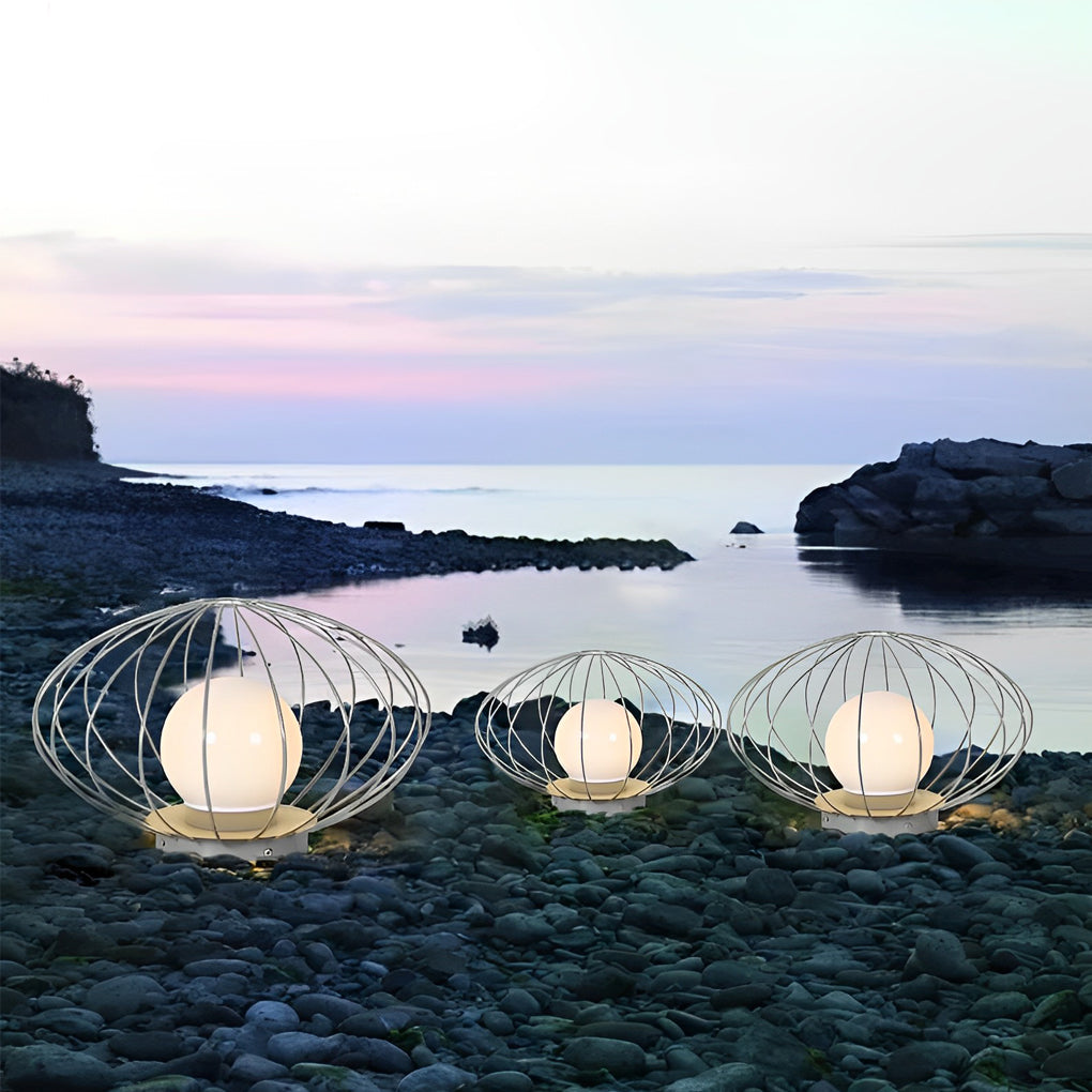 Mushroom Cage Outdoor Lawn Light — Galvanized Steel & Acrylic, 5W LED, IP65 Weatherproof, 3000K Warm White