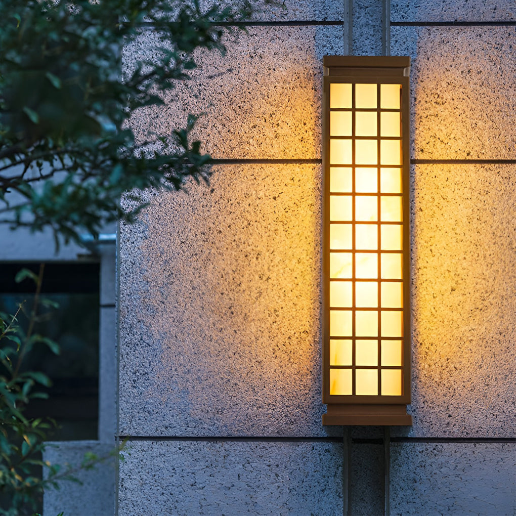 Rectangular Outdoor Wall Sconce — Stainless Steel & Imitation Marble, T5, Waterproof