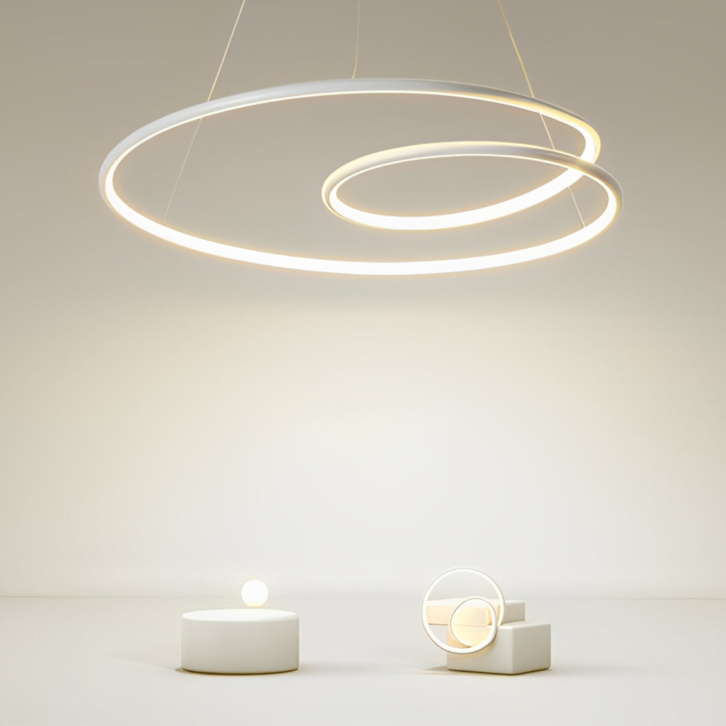 Circular Loop Modern Chandelier — Aluminum, LED, Stepless Dimming with Remote, 19.7" or 23.6"