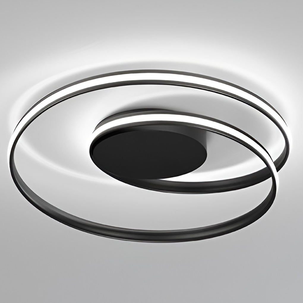 Modern Circular LED Flush-Mount Ceiling Light — Iron & Aluminum, 19.7" Diameter, Stepless Dimming with Remote Control