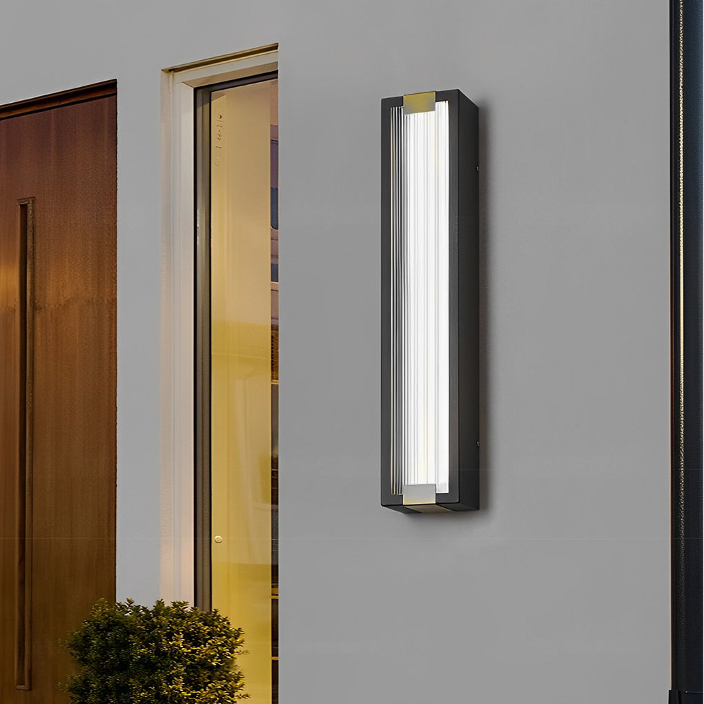 Modern Rectangular Outdoor Wall Sconce — Black Stainless Steel & Acrylic, LED 20W, 24", Waterproof, 3000K/4000K/6000K
