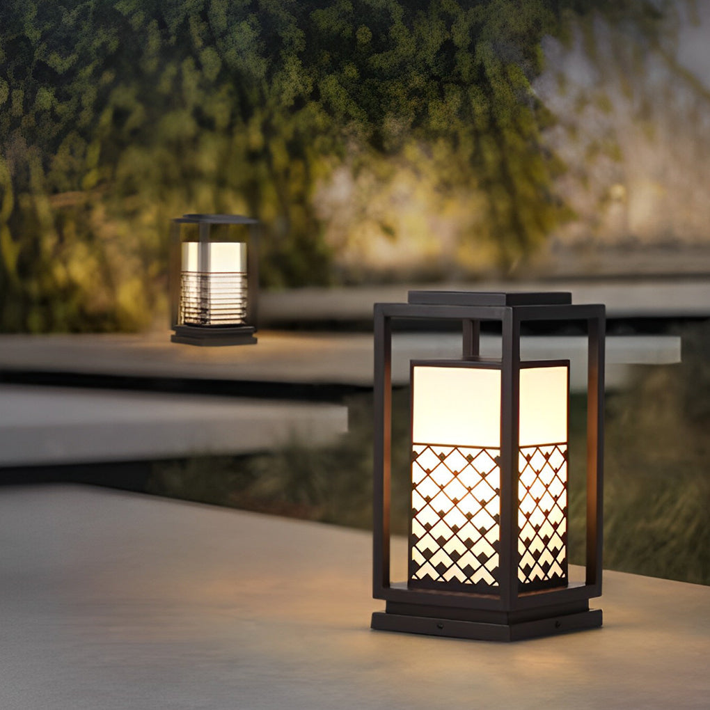 Retro Black Solar Bollard Pathway Light — Galvanized Steel and Acrylic, LED, IP65 Weatherproof