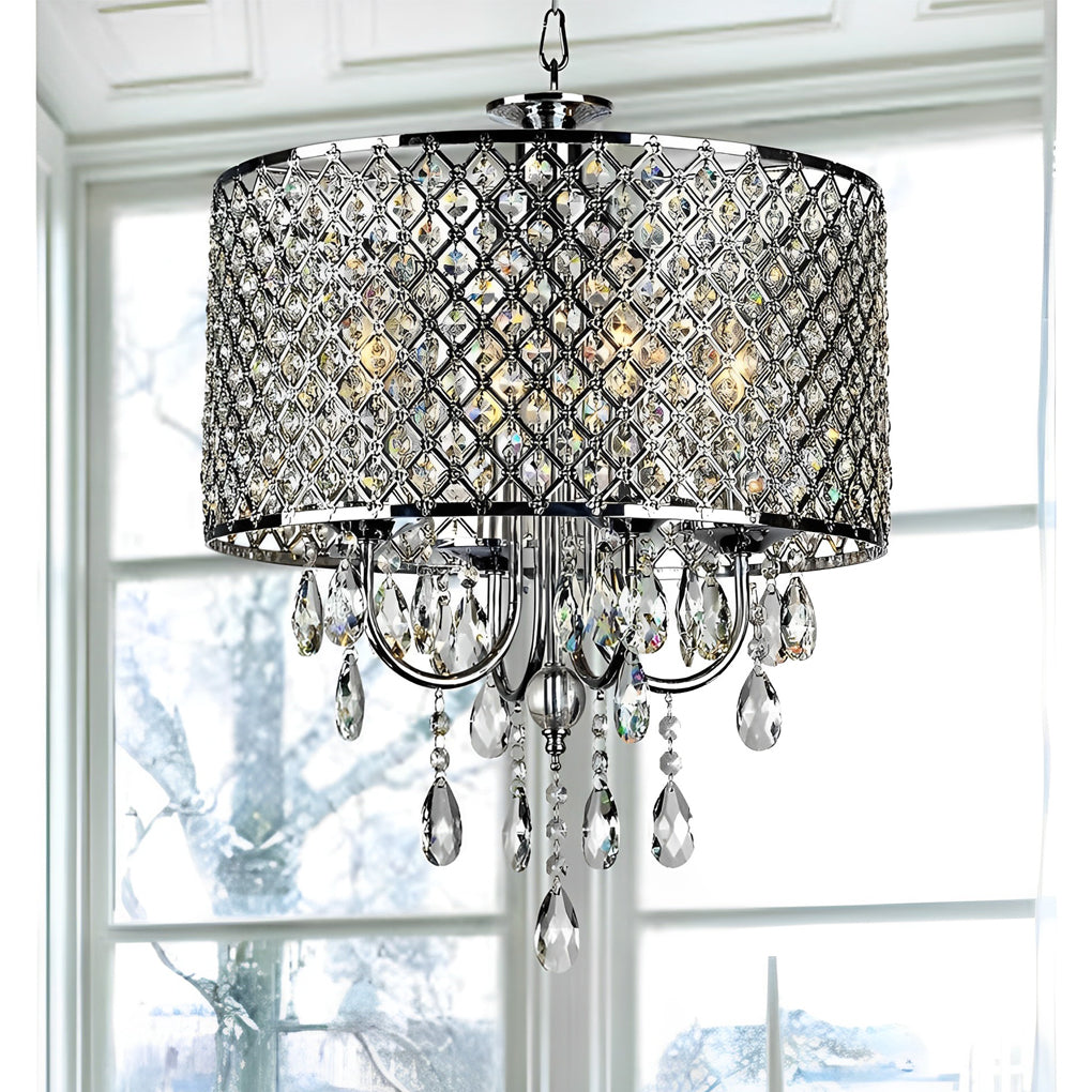 Crystal LED Country Pendant Light with Electroplated Metal Chandelier Design for Kitchen