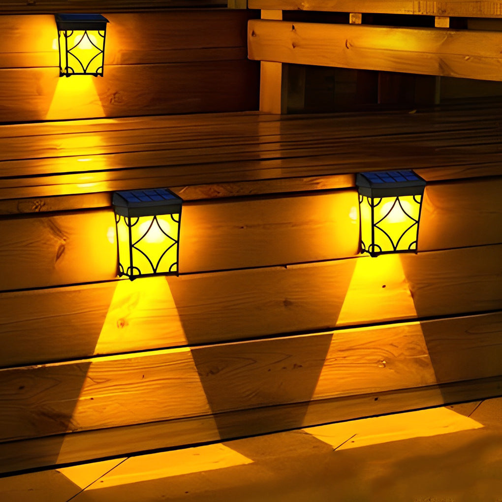 Black Solar Outdoor Wall Sconce, 2-Pack — RGB + Warm White LED, Motion Sensor, IP65 Weatherproof