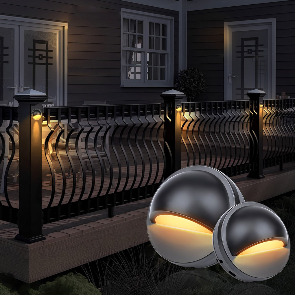 Half-Moon LED Step & Deck Light — Aluminum, Downward, 12–36V Low Voltage, IP67 Weatherproof, 3.7" Diameter