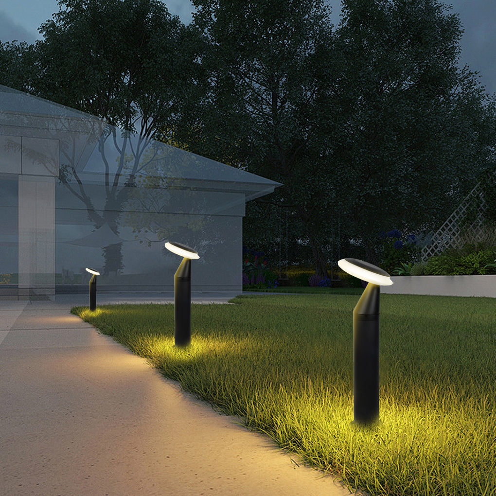 Mushroom Outdoor Bollard Path Light — Black Aluminum & Acrylic, 12W LED, 45° Beam, IP65, 85–265V, 16"–39" Heights