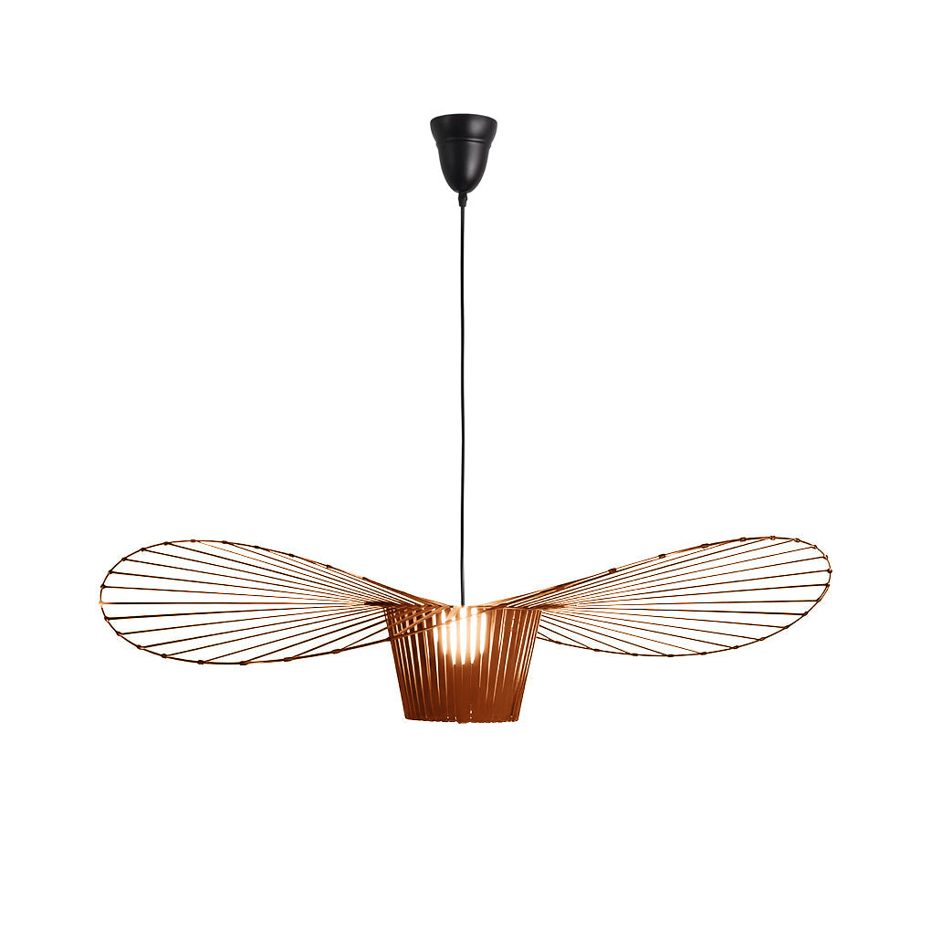 French Hat Fabric Chandelier — Metal Frame, E27, Adjustable, 23.6" or 31.5", Black / Brown / White