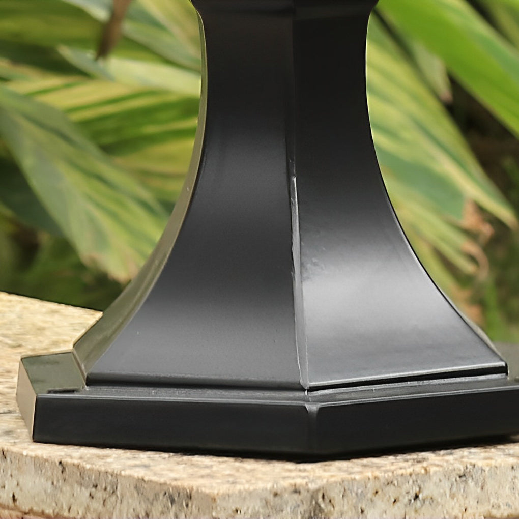 Vintage Outdoor Post Light — Die-Cast Aluminum, Black, Water Glass Lens, LED, 7" × 31"