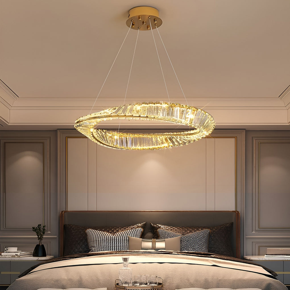 Modern Crystal Chandelier — Stainless Steel, Electroplated Finish, Stepless Dimming, Remote Control