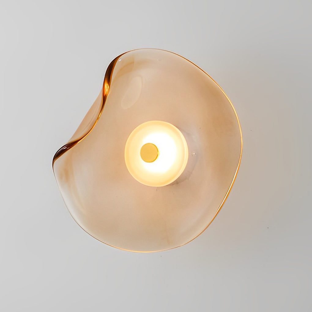 Postmodern Irregular Round Glass Wall Sconce — 10" Diffused, Warm White 3000K, Brown / Smoke Gray / Light Purple