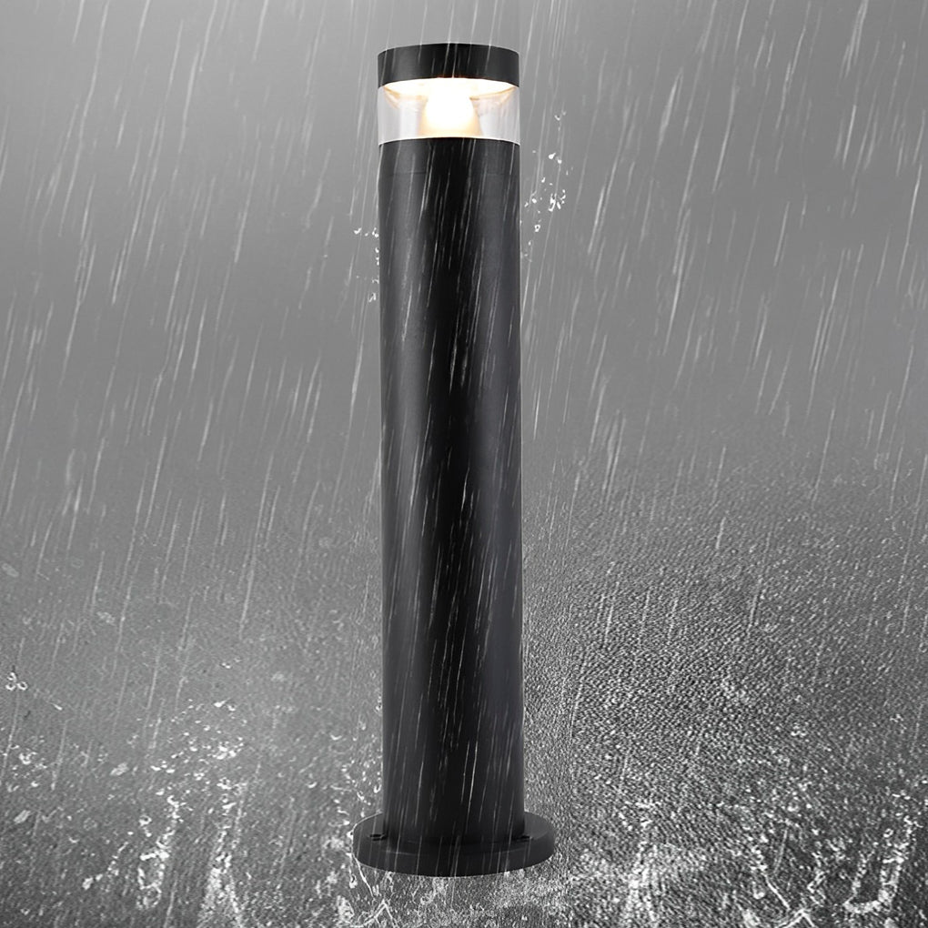 Modern Cylindrical Bollard Path Light — Black Aluminum, LED 7W, E27, IP65, 4" × 24"