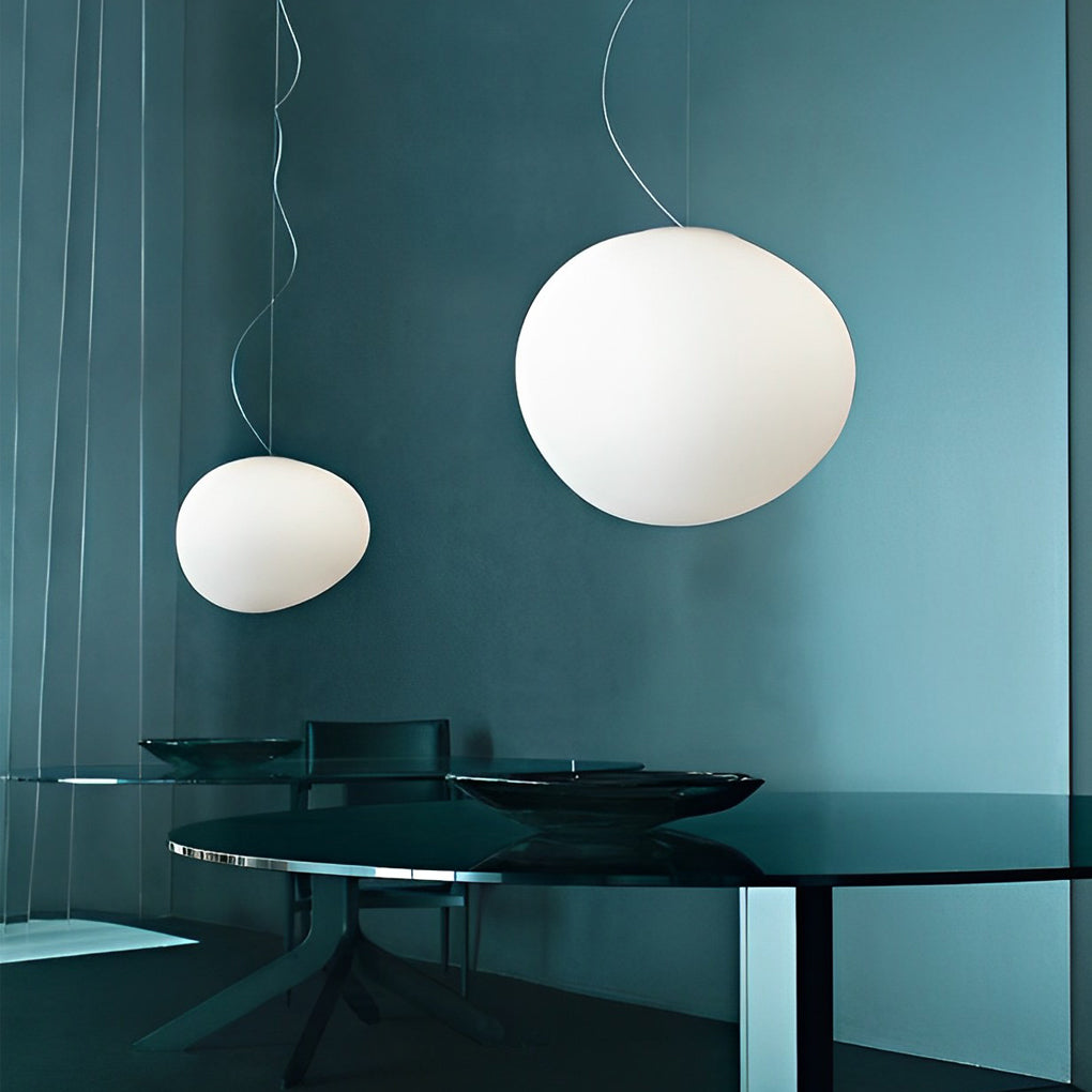 Modern Round PE Pendant Light — White, LED Warm White 3000K, 1-Light, Available in 9", 13" & 18"