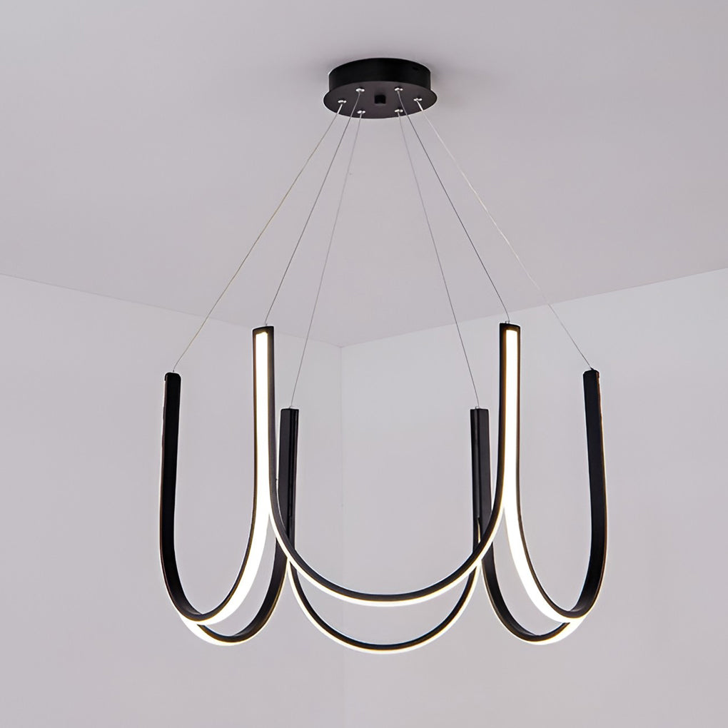 Minimalist Modern Chandelier — Aluminum, 98W LED, 3-Step Dimming (3000K/4500K/6000K), 24" Diameter