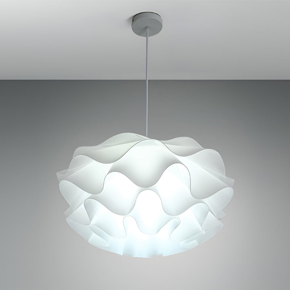 Flower-Shape Chandelier — White Acrylic, Three-Step Dimming LED, 3000K–6000K